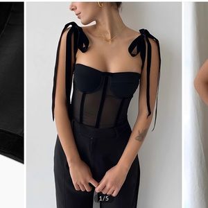 Tied Mesh Corset Crop Top Small